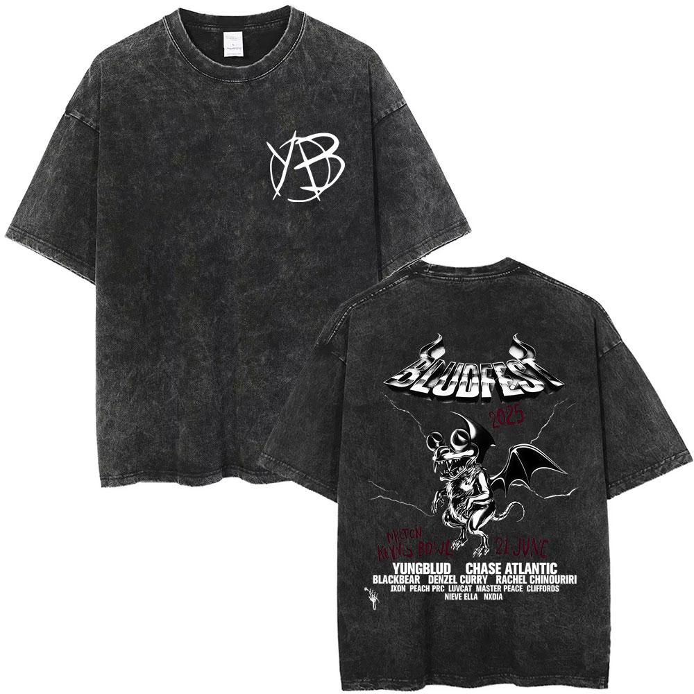 Rocker Yungblud IDOLS Wings World Tour Tshirt Men Women Rock Harajuku Vintage Washed T Shirts Casual Oversized Tshirts