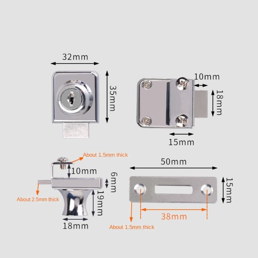 Замок для стеклянной двери из цинкового сплава, комплект замков безопасности, новый замок для витрины шкафа