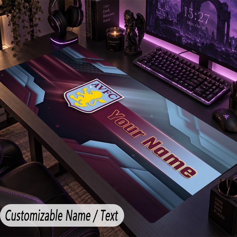 Custom Text Big Mousepad, Extended Desk Pad For Laptop Work GameAston Villa