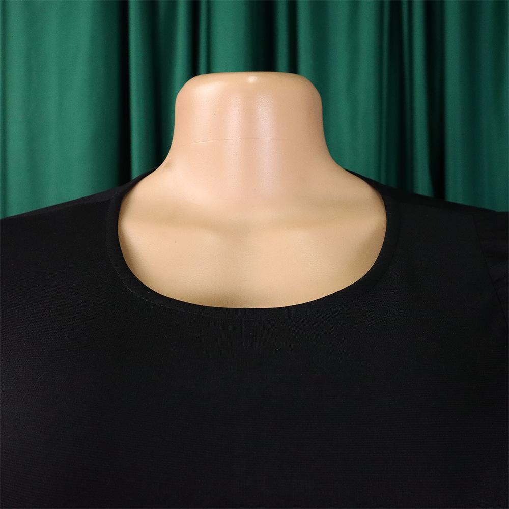 YYFS Женская мода весна осень однотонный принт с длинным рукавом и круглым вырезом с высокой талией повседневные платья