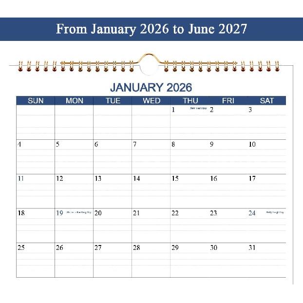 Calendar 2026 2027 - Wall Calendar Runs Jan 2026 to Jun 2027-18 Months Calendar Planner with Thick Paper for Planning and Organizing for Home or