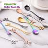 Gold Leaf Coffee Spoon Set of 4, 4.7 Inch Retro Dessert Espresso Spoons Cutlery Kitchen Tableware