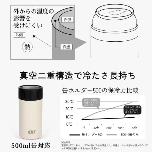 TYESO Can Holder, Insulated for 500ml Cans, PET Bottles, and Tumblers, 2-Way Type, Non-Slip, Vacuum Insulated (Silver, 500ml)