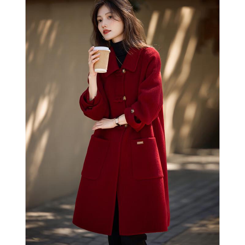 Женское элегантное пальто средней длины из 100% шерсти 'Вода-подобные годы'