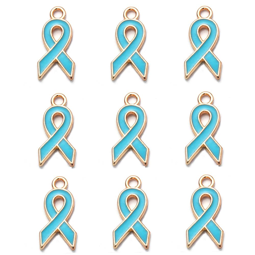 10pcs Alloy Ribbon Charms Breast Cancer Awareness Pendants Enamel Charms For Jewelry Making DIY Necklace Bracelet Accessories