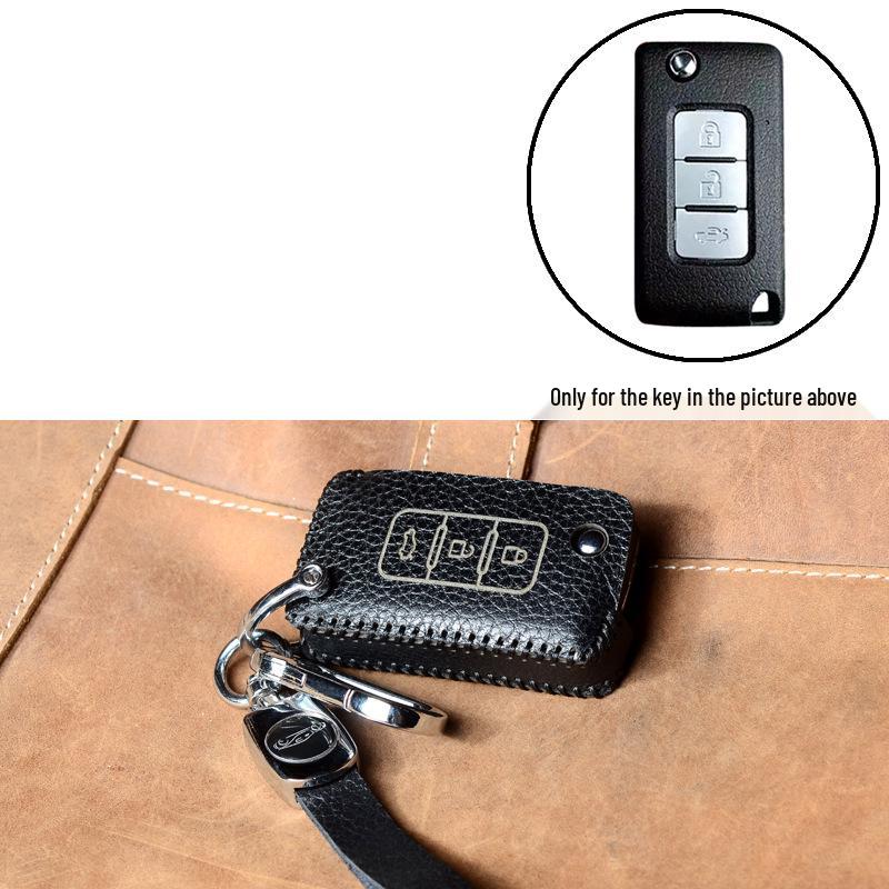 Кейс для ключей Mitsubishi: Кожаный чехол на кнопке для GAC Outlander, Eclipse Cross, ASX, Lancer и Pajero Sport