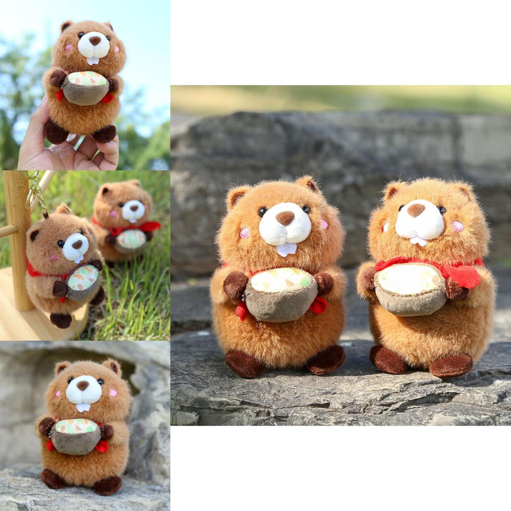 Hug Bowl Marmota Soft Plush Keychain Toy With Pp Cotton Fill For Girls Backpack Decor