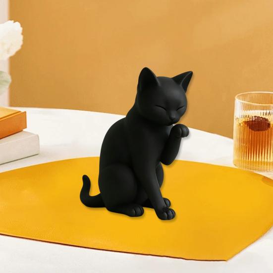 Модель Черной Кошки, Миниатюрное Украшение в Форме Кошки, 3D-печатная Матовая Черная Декоративная Фигурка для Рабочего Стола, Прихожей, Спальни