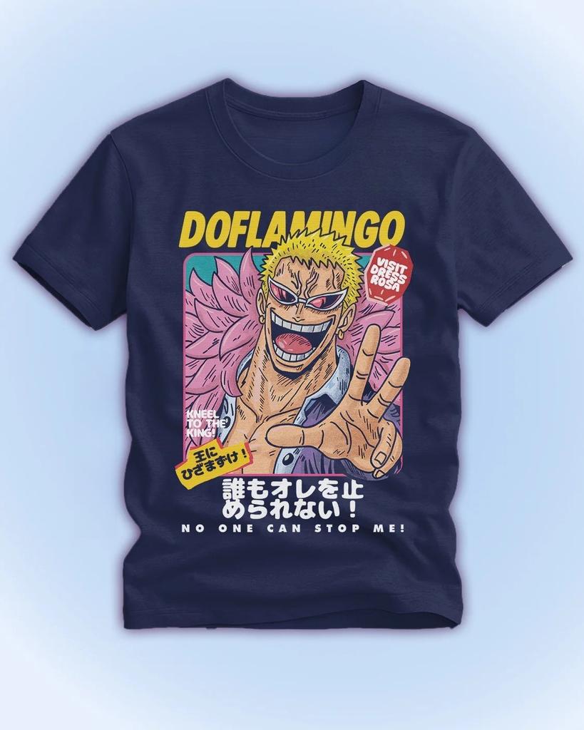 2026 Summer One Piece Anime DOFLAMINGO Printed Loose Shortsleeved Pure Cotton Childrens Tshirt Tide Unisex Casual Y2k Loose