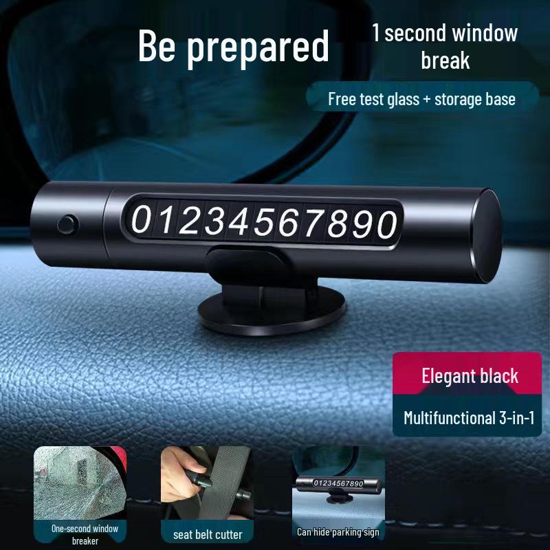 Многофункциональный автомобильный аварийный молоток и стеклобой с табличкой для номера парковки