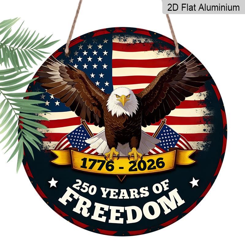 2D Flat 1pc Aluminum Independence Day-Themed Soaring Eagle Wall Decor 7.87 inches x 7.87 inches Patriotic Decor Suitable for hanging on front doors