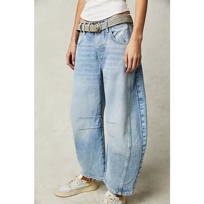 Spring Casual Loose Mid-waist Cylindrical Women's Jeans