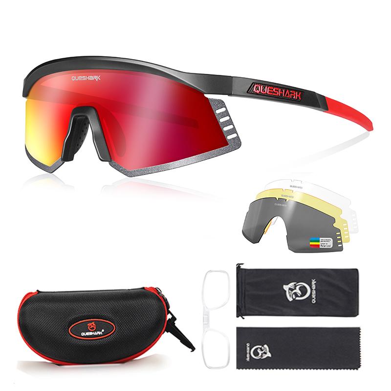 Queshark 4 линзы/набор, мужские и женские поляризационные солнцезащитные очки для велоспорта, спортивные MTB велосипедные очки, очки для езды на шоссейном велосипеде, очки QE58-01