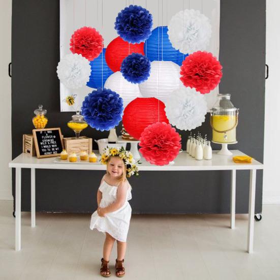 1 Set Paper Lanterns Party Decorations Tissue Pom Poms Flower Balls Simple Installation Boho Wedding Decorations