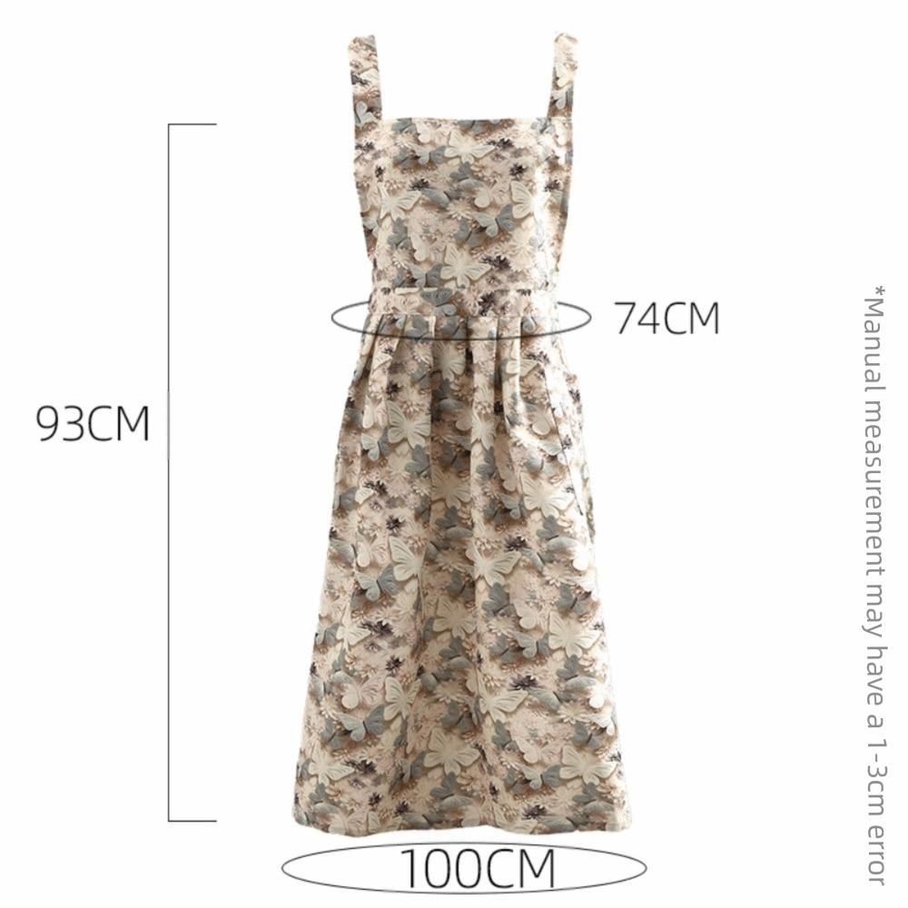 Фартук ручной работы с узором бабочки, сказочный стиль, винтажный фартук, фартук с оборкой, салон красоты