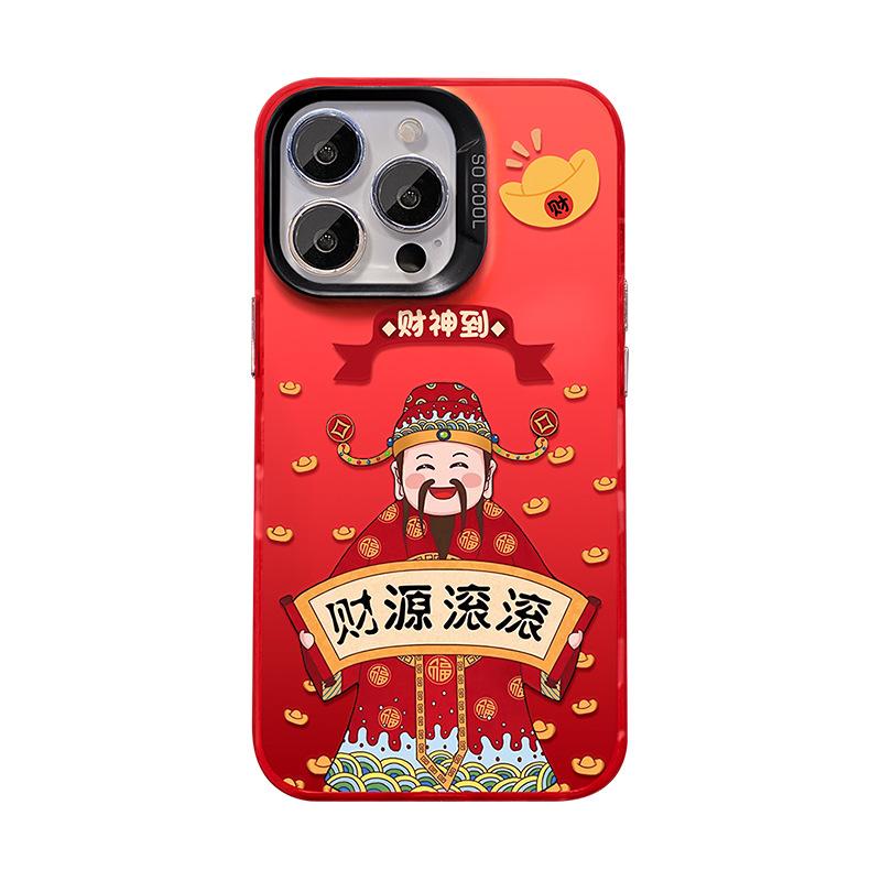 Богатство подходит для Apple 16 Праздничный чехол для мобильного телефона 15pro Новый год Большое отверстие 14 Полное покрытие Противоударный 13 Новый год 7/8