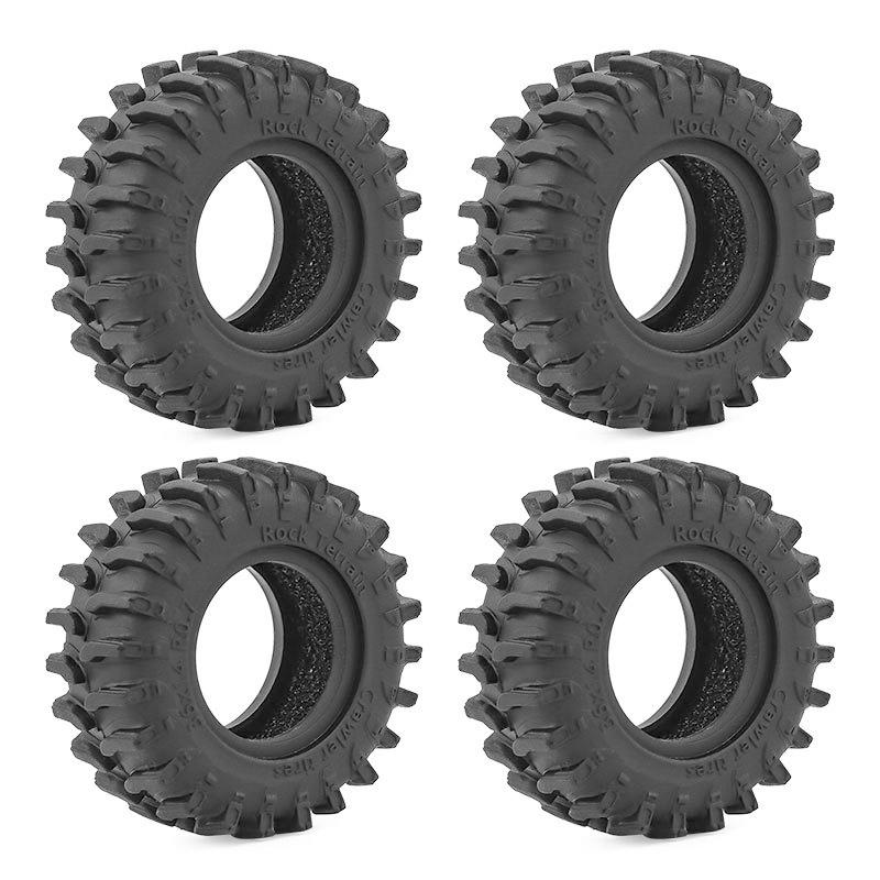 0.7" RC Crawler Tires OD 1.57" 1/30 Soft Rubber All Terrain Tyres w/ Beadlock Wheels Rims for 1:30 1/32 Rock Mud Car SCX30