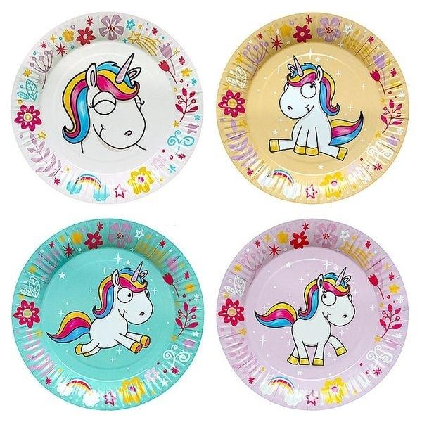 Круглые бумажные тарелки единорога (набор из 8)