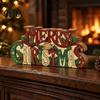 Rustic Festive Decor Wooden Merry Christmas Sign, 2D Flat Farmhouse Freestanding Table Centerpiece, Sign Tiered Tray Decoration for Mantel,