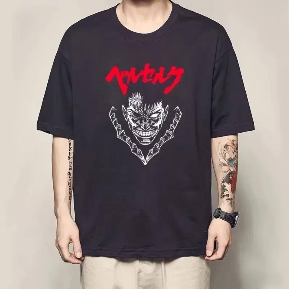 Футболки Berserk Guts Funny T Shirt Men Cool Manga Graphic T Shirt Japanese Anime Women 100% Cotton Harajuku Hip Hop Tee Y2k Tops