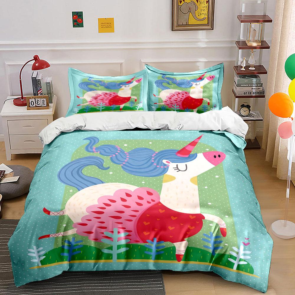 Unicorn with colorful mane. Bedding sets Duvet cover sets Duvet covers Pillowcases(1 * Duvet Cover 2 * Pillowcases, without duvet insert)