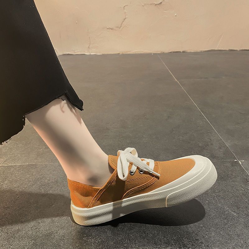 Women's Two-Way Big-Toe Thick-Soled Canvas Shoes Summer Student White New Slip-on Sloth Sneakers