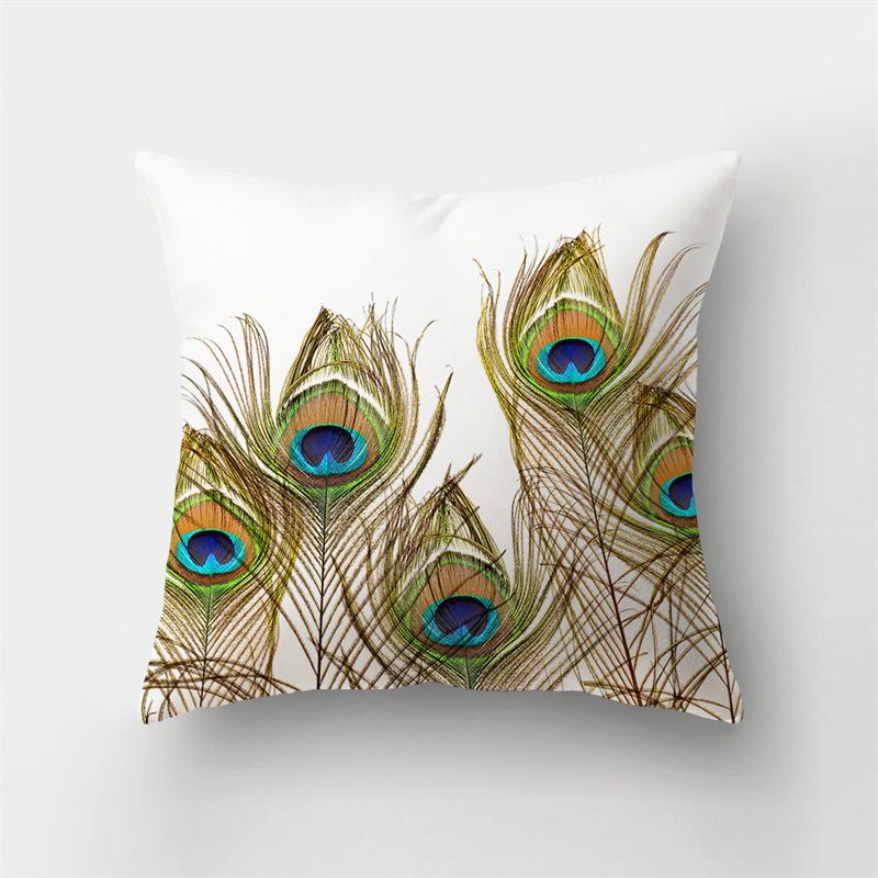 Peacock Feather Printed Pattern Cushion Cover for Home Living Room Sofa Car Bedroom Decoration Pillow Cover