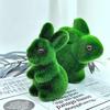 Artificial Moss Easter Bunny Ornament Realistic Flocking Green Rabbit Faux Greenery Home