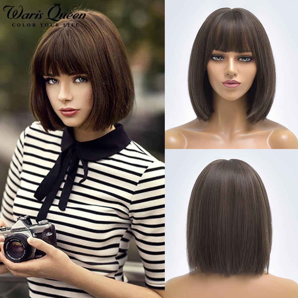 Blonde Red Short Bob Wig Synthetic Wig For Women With Bangs Lolita Cosplay Party Natural Hair Heat Resistant Fiber Wigs