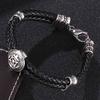 Punk Genuine Braided Men Leather Bracelet Bangles Shield Stainless Steel Lobster Clasp Bracelet Jewelry Gifts
