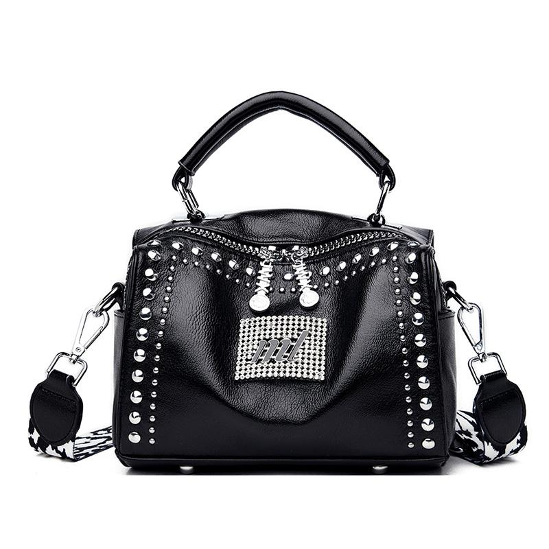 Brand Women Leather Handbags Fashion Rivet Female Bag Black High Capacity Crossbody Bags for Ladies 2020 New Luxury Shoulder Bag
