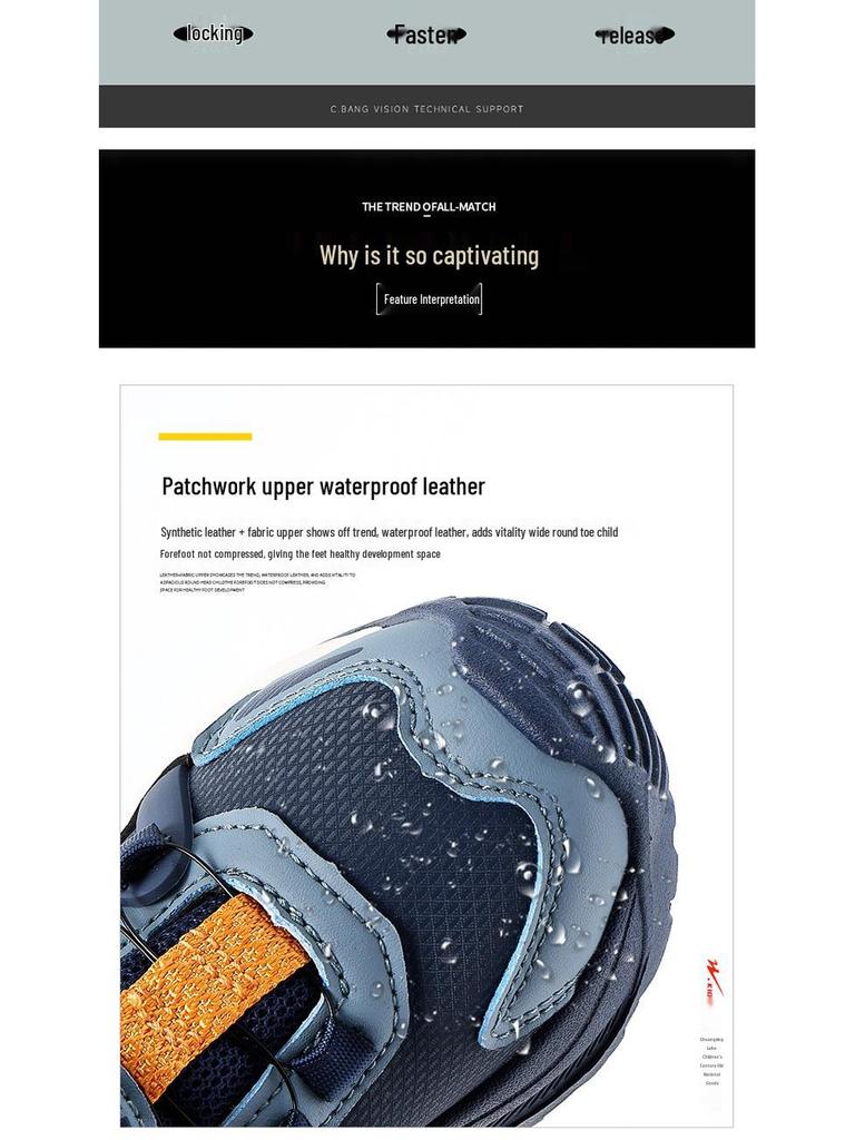 W.KIDS Multi-Color Fleece-Lined Sports Shoes with Fashionable Patchwork, Cool Buckle Design, Warm & Comfortable.