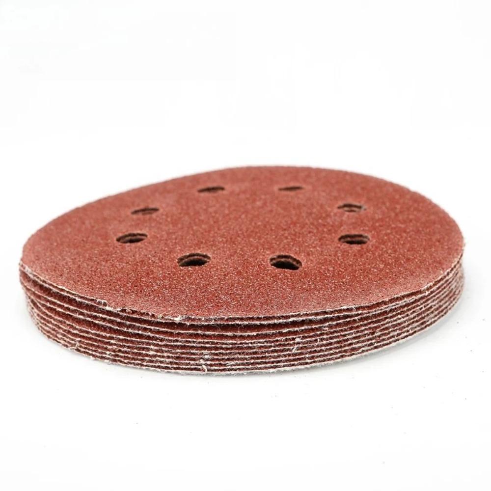 10 шт./комплект 125 мм 5 дюймов Шлифовальные диски 8 отверстий Наждачные круги Набор на липучке Абразивная бумага для шлифовальных инструментов