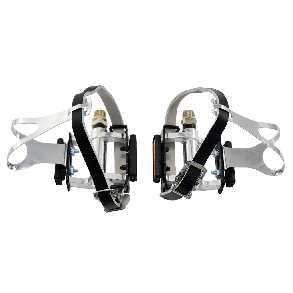 FPD Road Touring Pedals with Toe Clips Cages FD2334 NWL-424B+S41+T12 Straps,