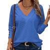 1PC Blouse Hollow Out Buttons Pullover V Neck Shirts Long Sleeve Tops Autumn Women's