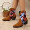 2024 New Fashion Solid Color Women's Boots Printed Decoration Pointed Toe Square Heel Comfortable Women's Boots Western