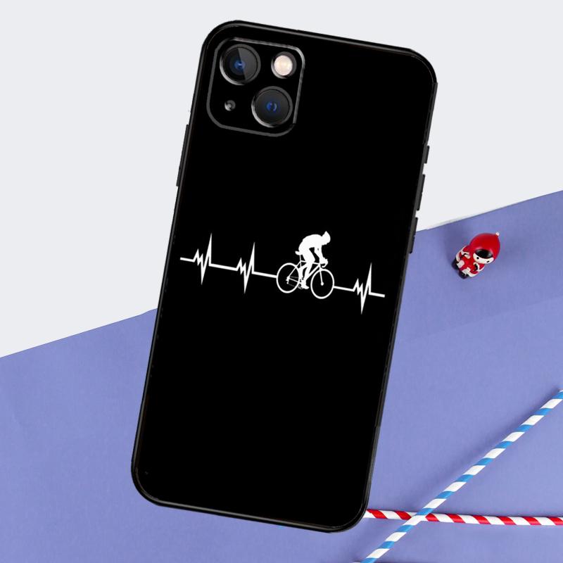Чехол для телефона с изображением сердцебиения велосипедиста Для iPhone 16 Pro Max 12 13 Mini 11 14 15 Pro Max XR 15 16 Plus 16e Задняя крышка