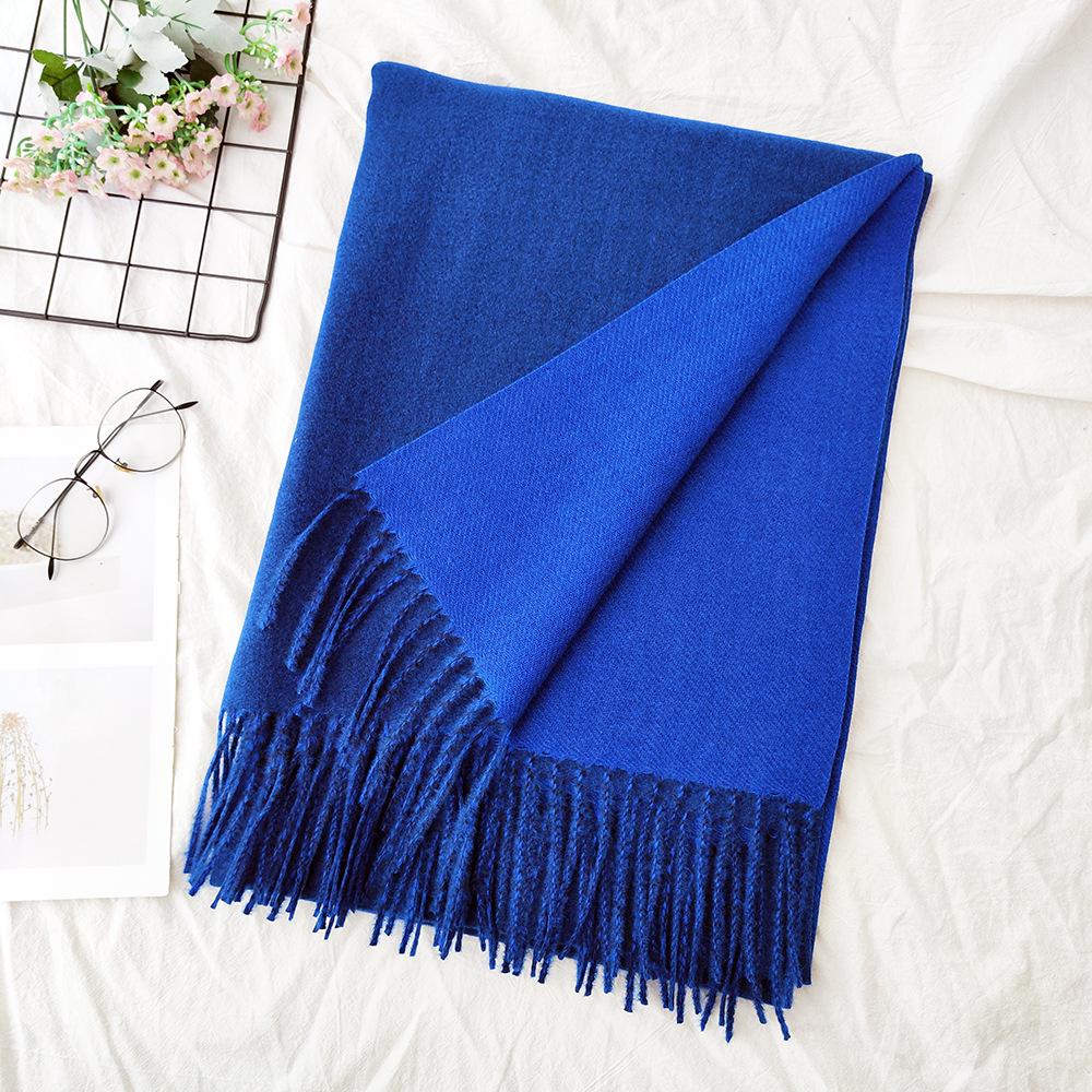 Thickened Solid Color Double Sided Imitation Cashmere Scarf Autumn and Winter Atmosphere Women's High End Versatile Men's Scarf Warm Shawl
