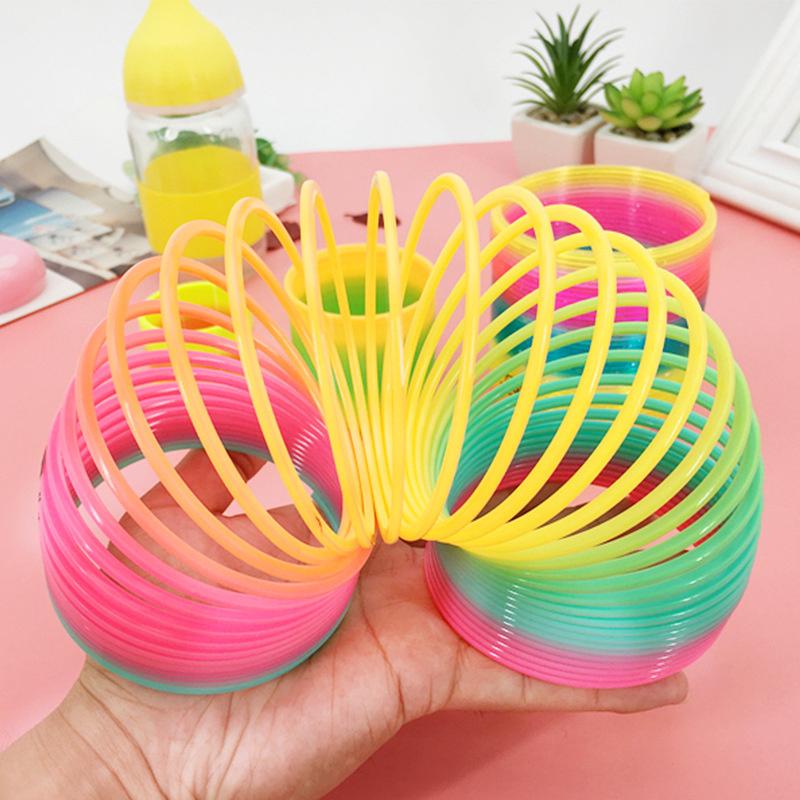 Rainbow Circle Fun Folding Toy Material Spring Coil Children's Creative Magic Party Party Funny Tool Colorful Elastic Pen Holder