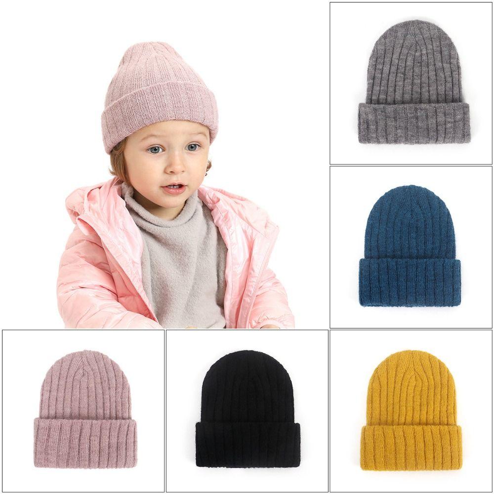 Solid Color Winter Cap Cat Ear Casual Knit Cap Casual Embroidered Bonnet Autumn Winter
