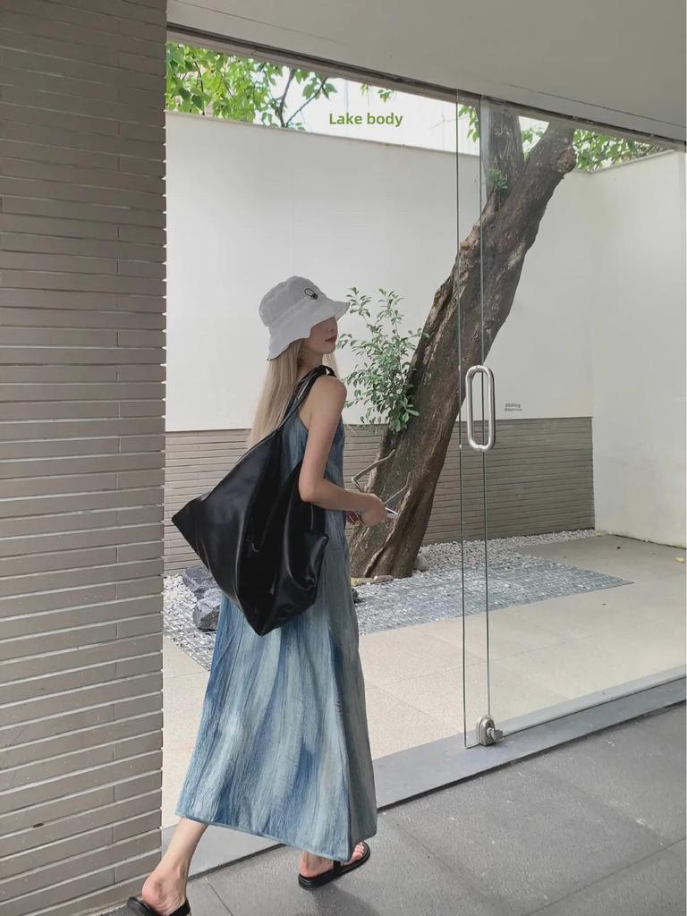 Женское платье-подтяжка с французским узором тай-дай — облегающее и свободное, летняя пляжная одежда для моря