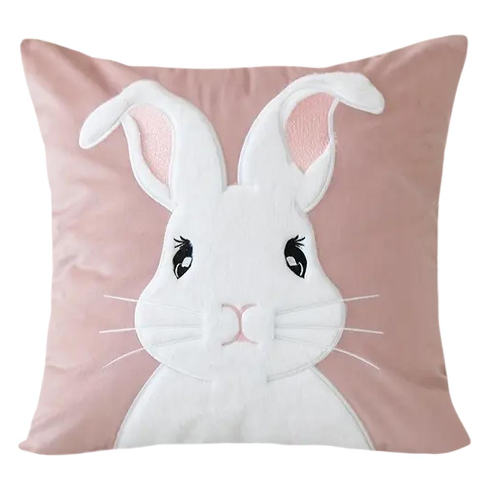 Easter Bunny Soft Cushion Case 45x45cm Bunny Faux Fur Pillow Case Rabbit Pattern Decorative Throw Pillowcase