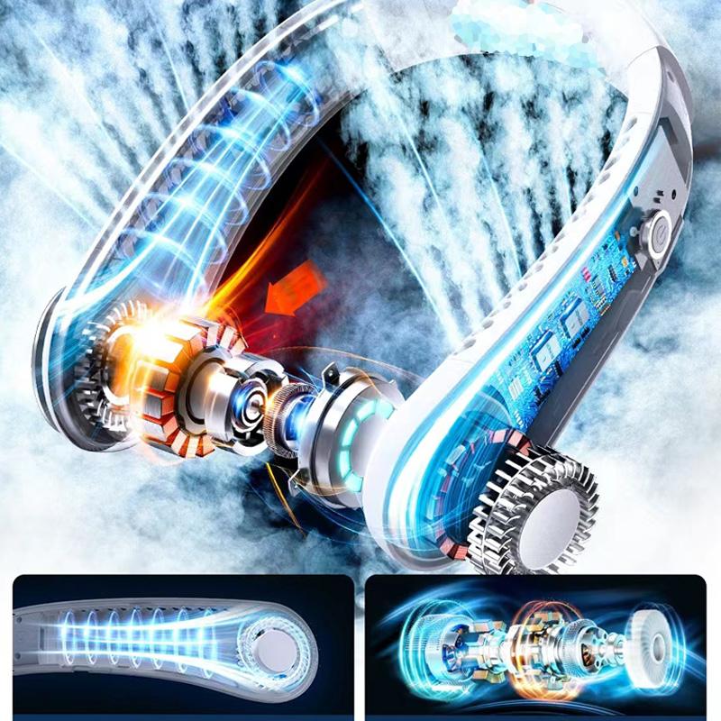 Портативный шейный вентилятор 4000 мАч, электрический складной вентилятор для зарядки, цифровой дисплей, USB-безлистый бесшумный вентилятор, подходит для быстрого охлаждения при занятиях спортом на открытом воздухе