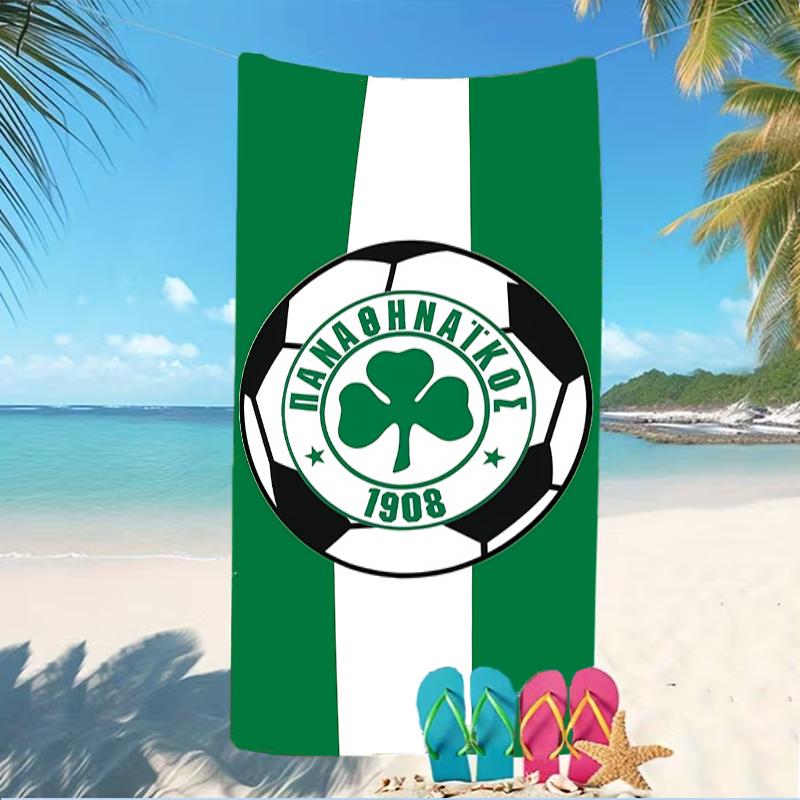 Beach Towel with Panathinaikos FC Pattern - soft,absorbent,machine washable Lightweight&Modern,swimming,Travel Essentials