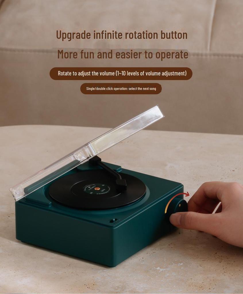 Виниловый проигрыватель Creative Atomic с Bluetooth: Многофункциональный будильник, динамик, звуковая карта, интеллектуальное беспроводное настольное устройство