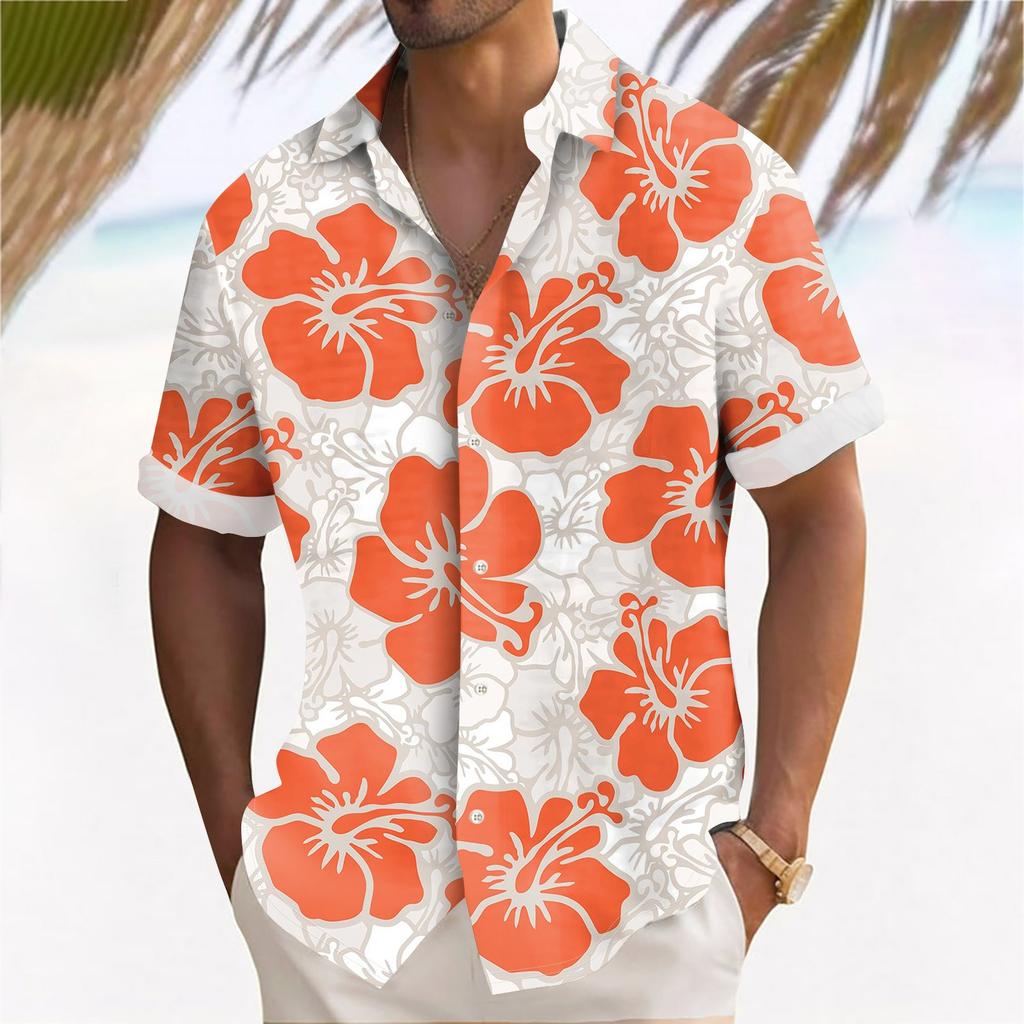 Гавайская рубашка для мужчин, мужские винтажные рубашки для боулинга на пуговицах, летняя пляжная рубашка с коротким рукавом