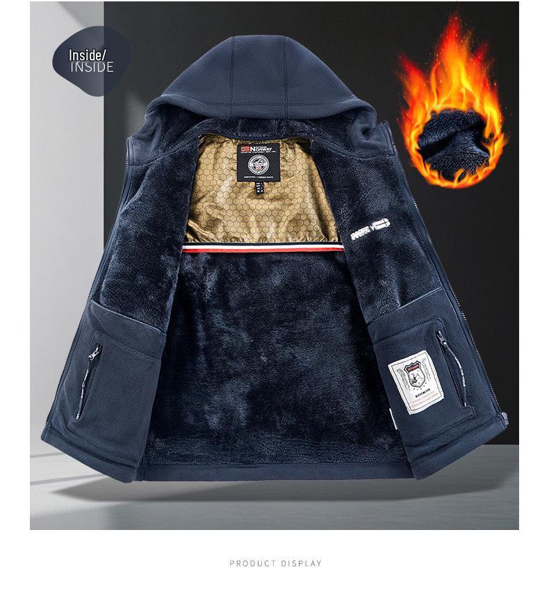 Мужская норвежская куртка из флиса Шерпа, двусторонняя, в стиле business casual, для активного отдыха, с теплым велюром, осенне-зимний стиль, больших размеров.