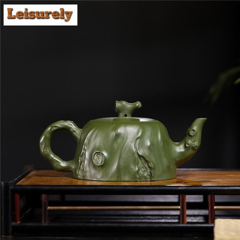 240 мл роскошные чайники из фиолетовой глины Исин, ручная работа, горшок из пня, сырая руда, изумрудно-зеленый глиняный чайник, китайский чайный набор «Цзыша», подарок