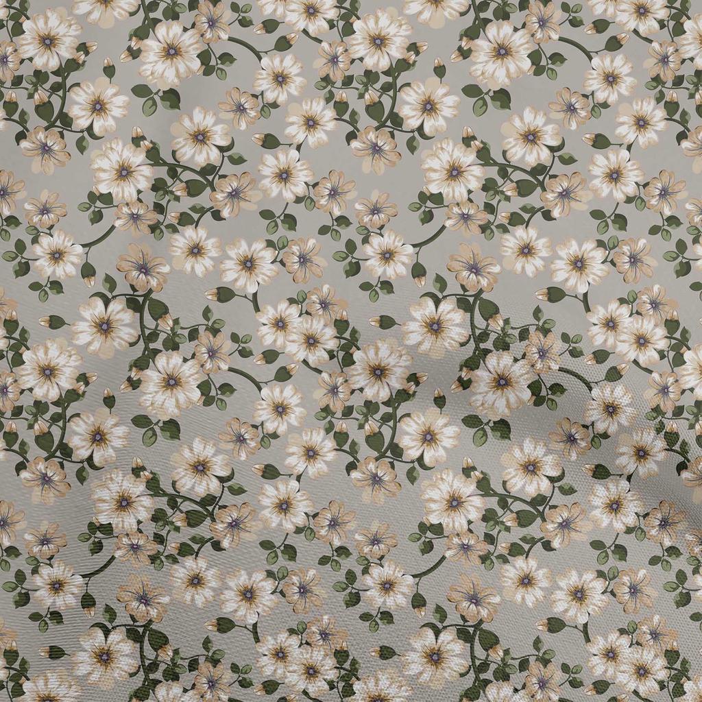 oneOone Cotton Flex Gray Fabric Floral Craft Projects Decor Fabric Printed By The Yard 40 Inch