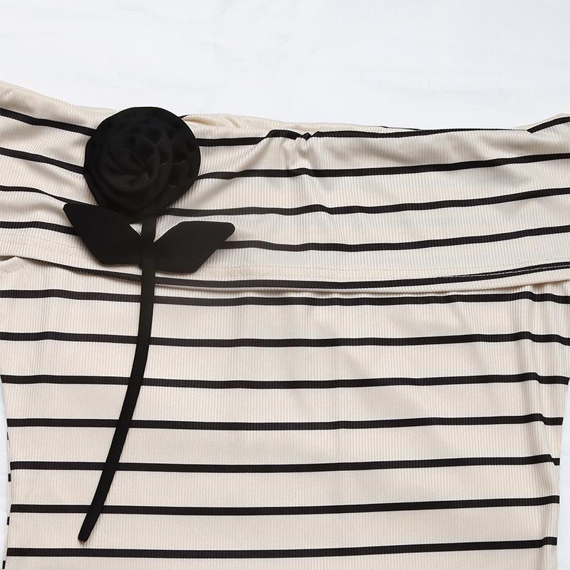 YYFS Женская мода повседневная летняя весна полосатый принт короткий рукав одно плечо блузки и рубашки